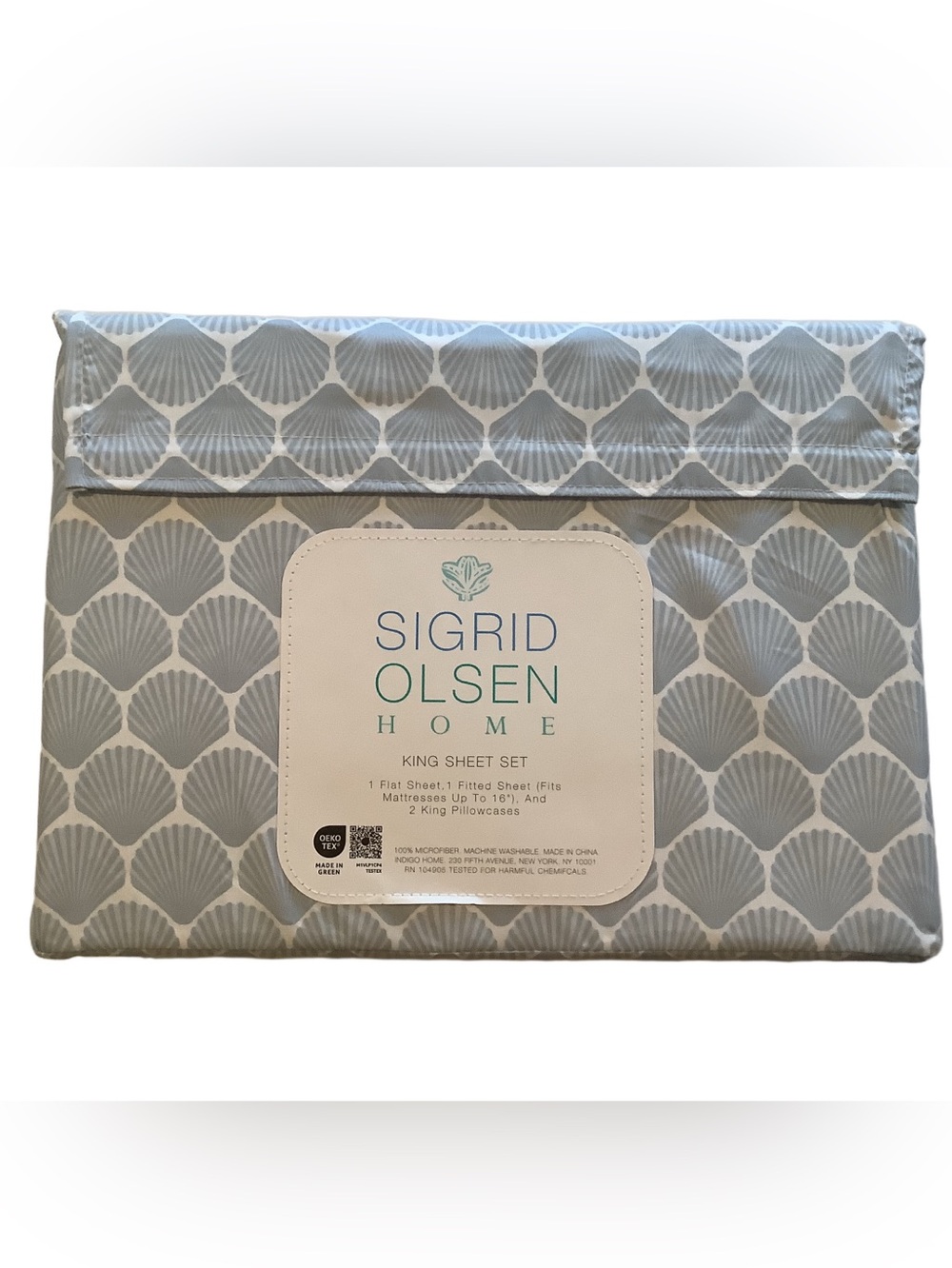 Sigrid Olsen Scallop Shell Seashell King Sheet Set New - Picture 3 of 4